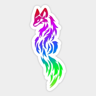 Rainbow Fox Tribal Tattoo Sticker